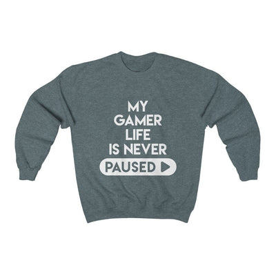 Gamer Fresh | My Gamer Life Is Never Paused | White Button | Sweatshirt