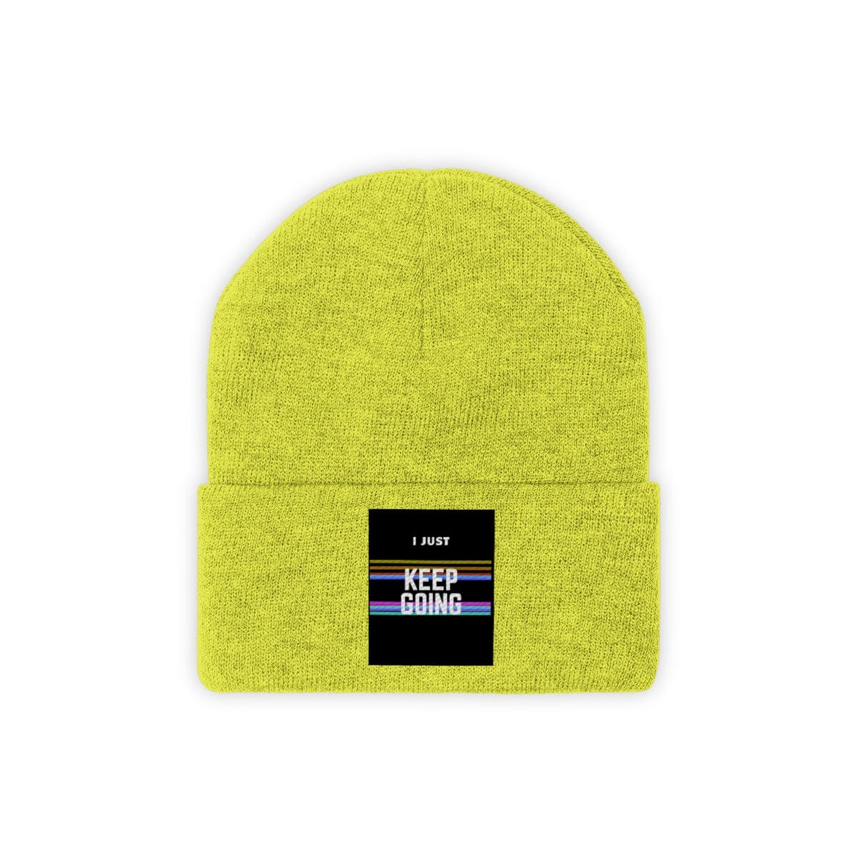 I Keep Going No Matter What Yellow Knitted Beanie Hat