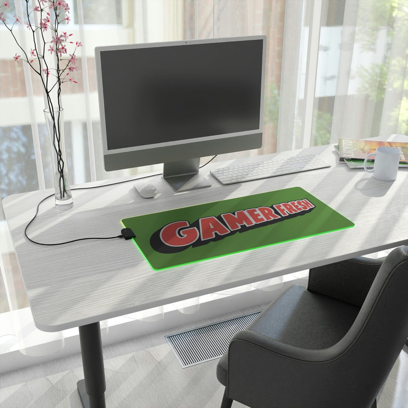 The Gamer Fresh | LED Gaming Computer Desk Mat | Kelly Green