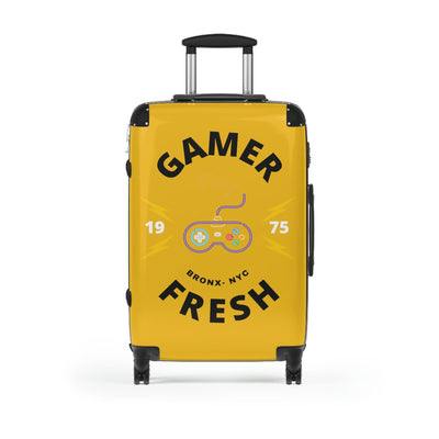 Gamer Fresh Journey's Premium Gamer Since 75' Gaming Luggage Suitcases | Sun Burst Yellow