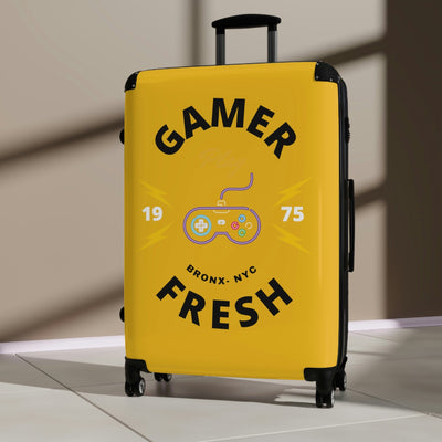 Gamer Fresh Journey's Premium Gamer Since 75' Gaming Luggage Suitcases | Sun Burst Yellow