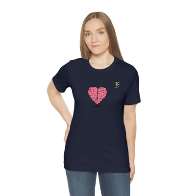 Heart vs Brain On The Back White Jersey Short Sleeve T-shirt