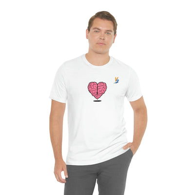 Heart vs Brain On The Back White Jersey Short Sleeve T-shirt