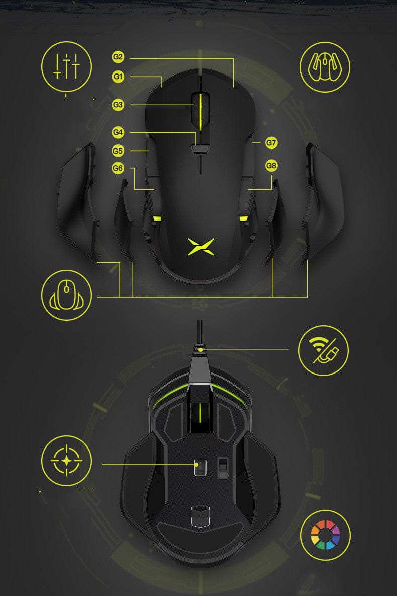 The "Prometheus X8" Wireless Wired Gaming Mouse