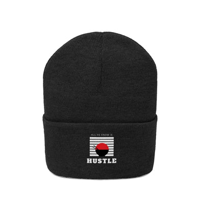 The All He Knows Is Hustle Knitted Black Beanie Hat