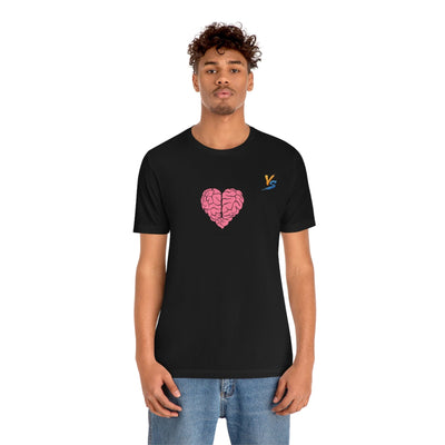 Heart vs Brain On The Back White Jersey Short Sleeve T-shirt