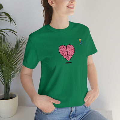Heart vs Brain On The Back White Jersey Short Sleeve T-shirt