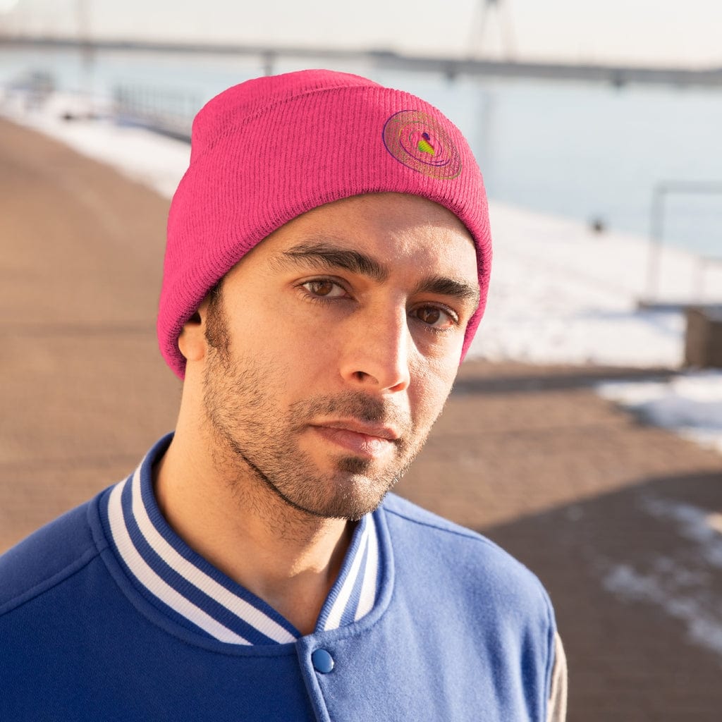 The Exclusive SVG Coin Neon Pink Knitted Beanie Hat