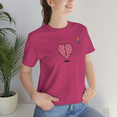 Heart vs Brain On The Back White Jersey Short Sleeve T-shirt