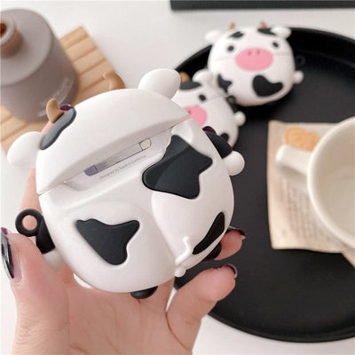 "HerMo" Sitting Cow Wireless Air Pods Headphone Charging Case Cover
