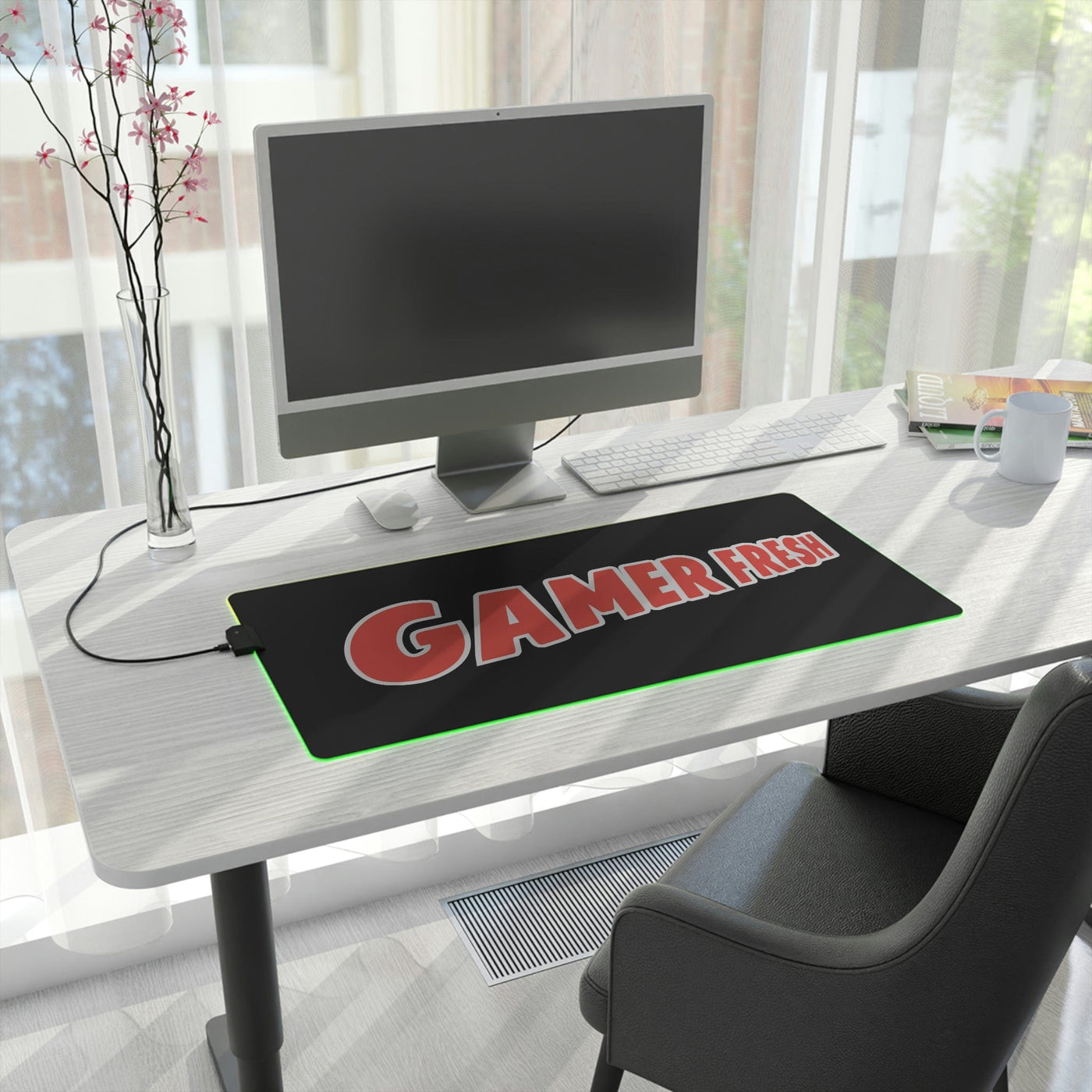 The Gamer Fresh | LED Gaming Computer Desk Mat | Black