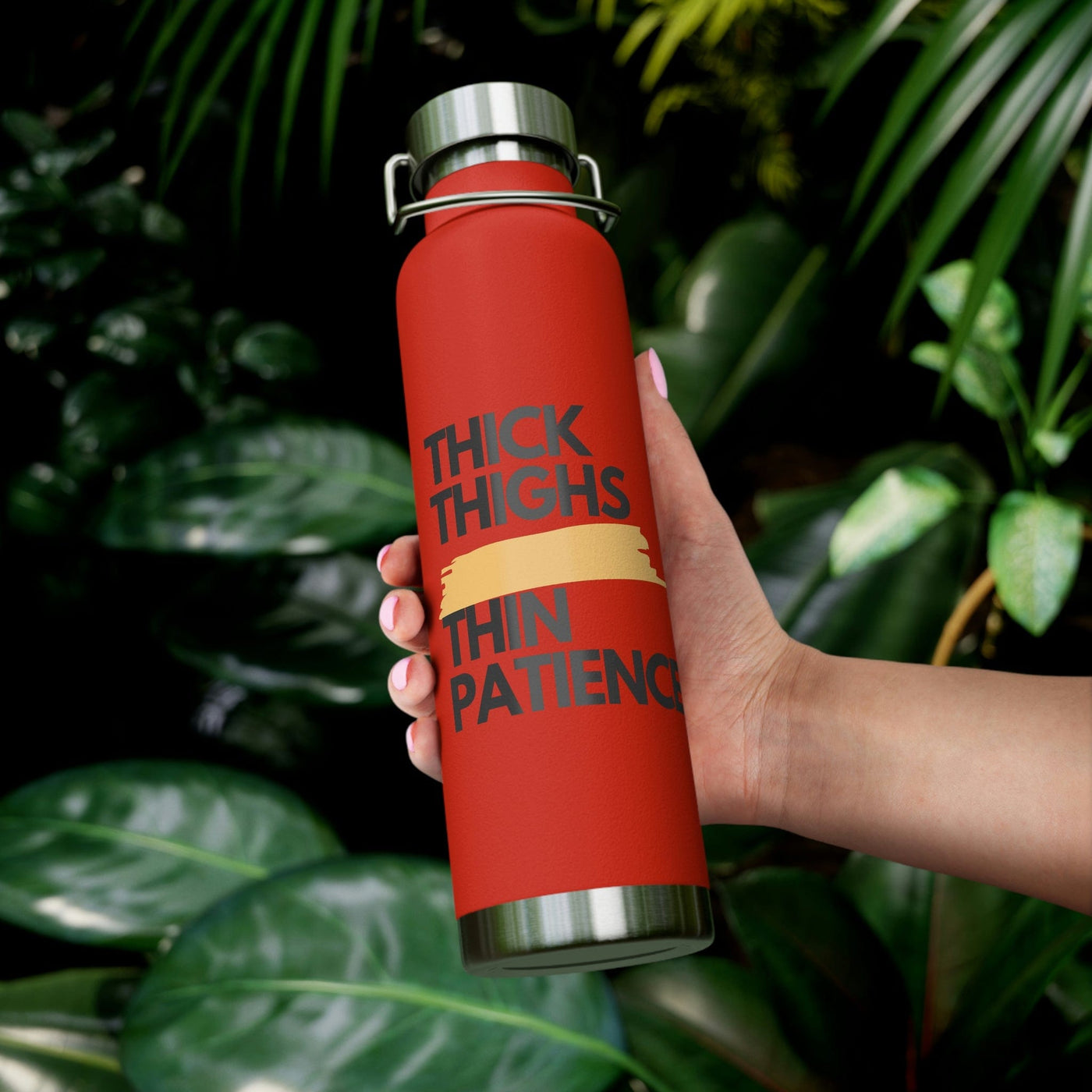 Thick Thighs, Thin Patience Red 22oz Vacuum Insulated Bottle