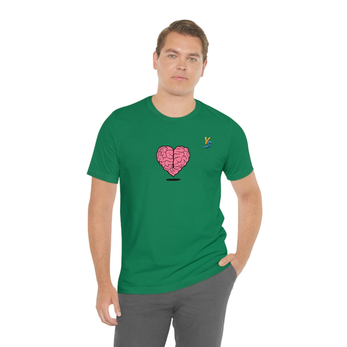 Heart vs Brain On The Back White Jersey Short Sleeve T-shirt