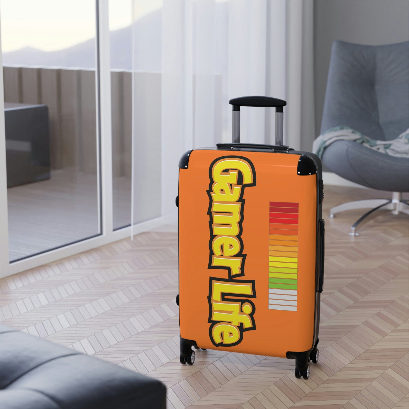 Gamer Fresh Journey's Premium On The Go Gaming Luggage Suitcases | Orange Crush