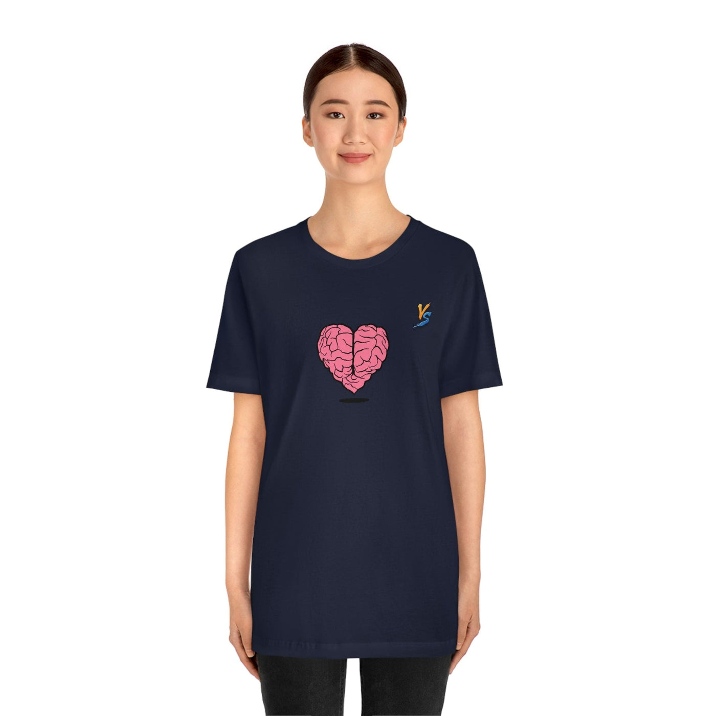 Heart vs Brain On The Back White Jersey Short Sleeve T-shirt