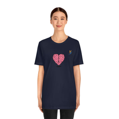 Heart vs Brain On The Back White Jersey Short Sleeve T-shirt