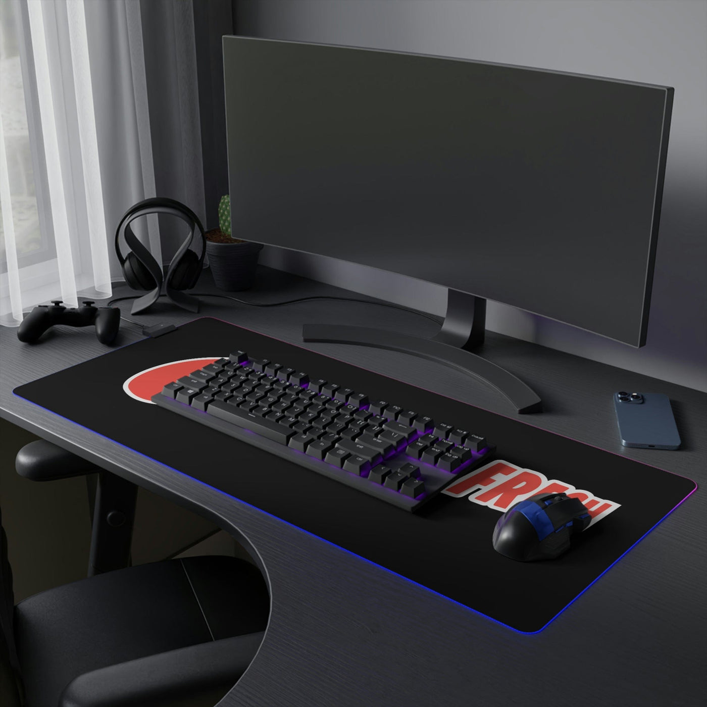 The Gamer Fresh | LED Gaming Computer Desk Mat | Black