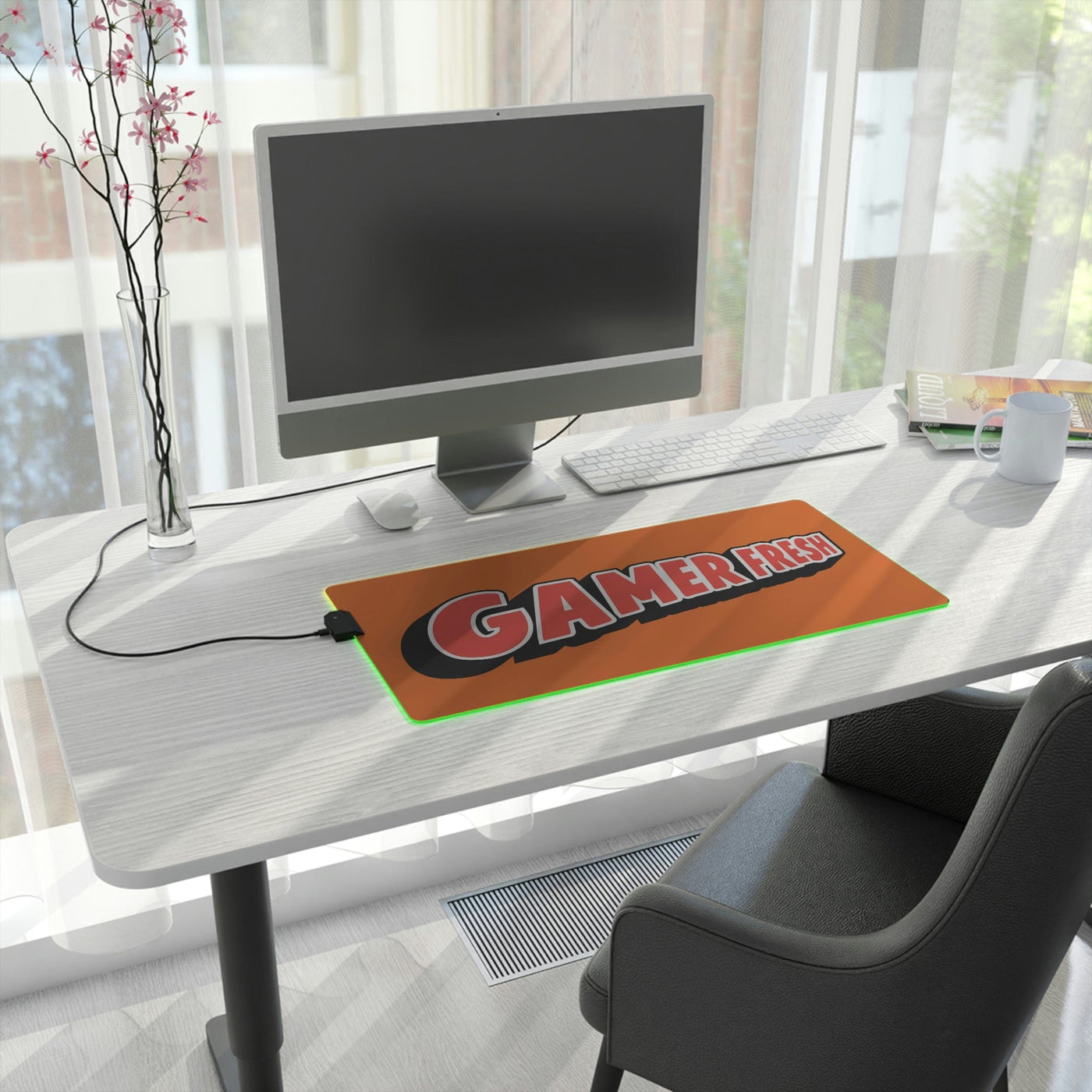 The Gamer Fresh | LED Gaming Computer Desk Mat | Orange