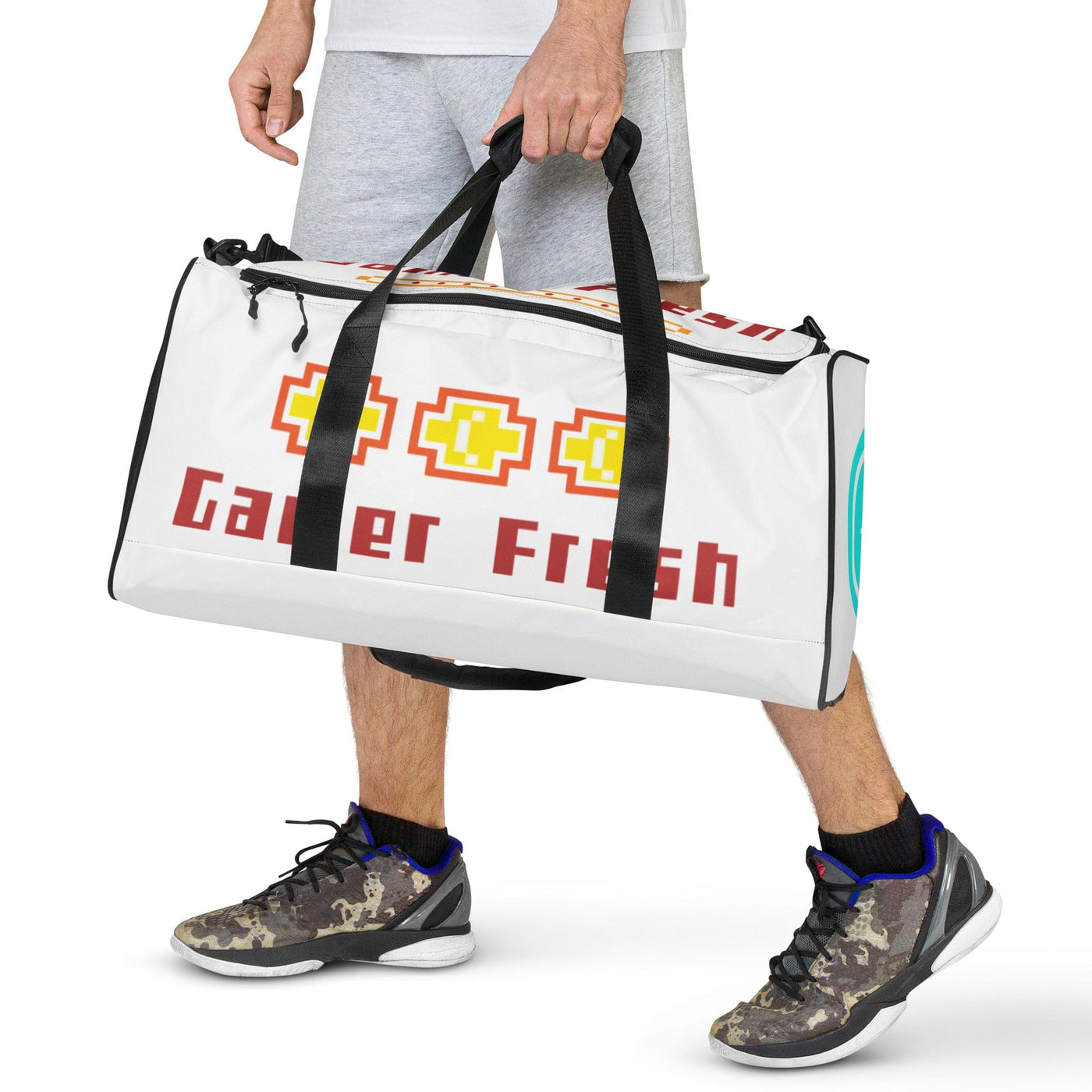 Gamer Fresh Day Night | White Duffle Gym Bag