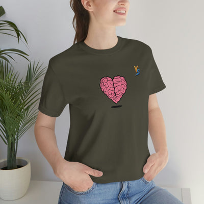 Heart vs Brain On The Back White Jersey Short Sleeve T-shirt