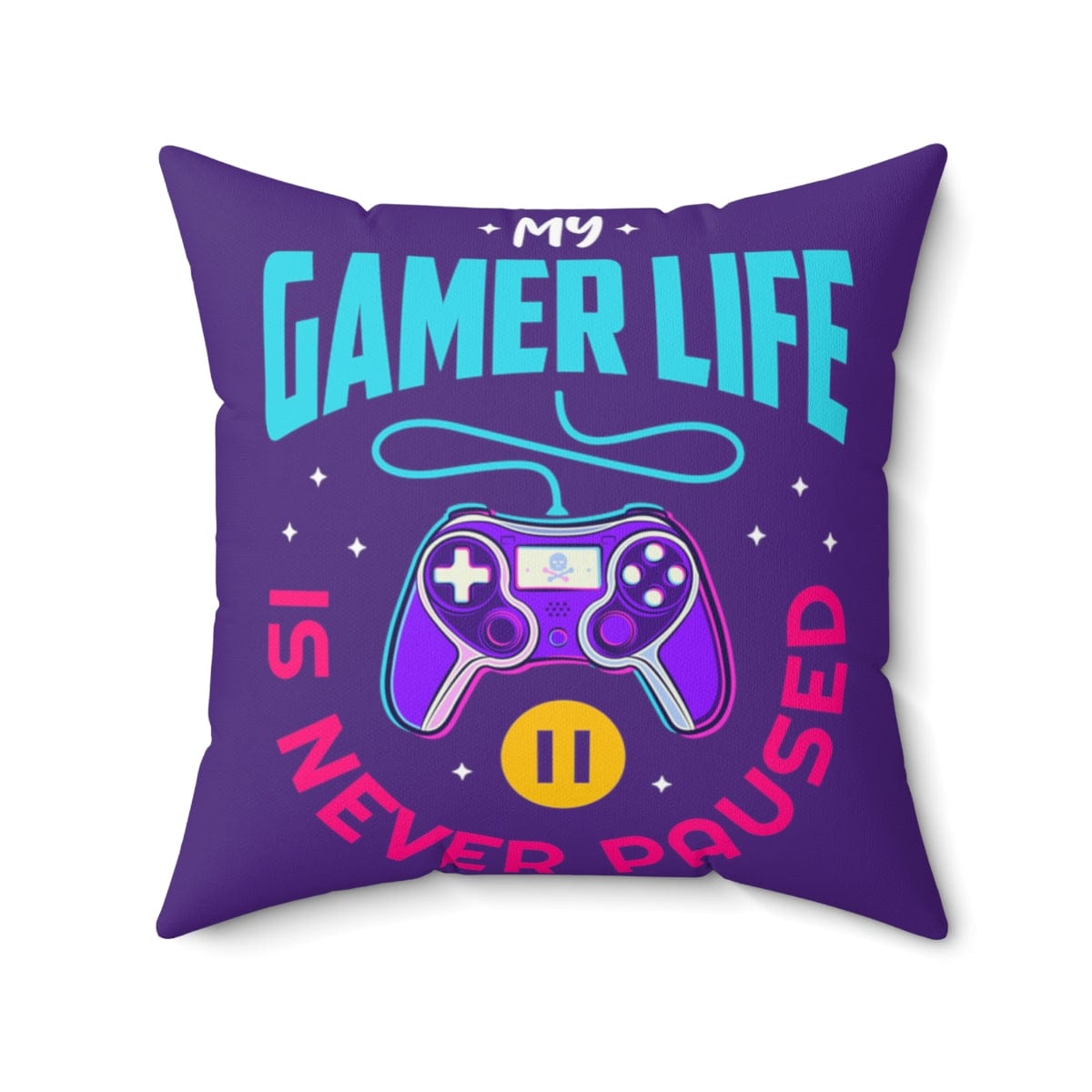 My Gamer Life Never Pauses | Spun Square Royal Purple | Bed/Couch Pillow