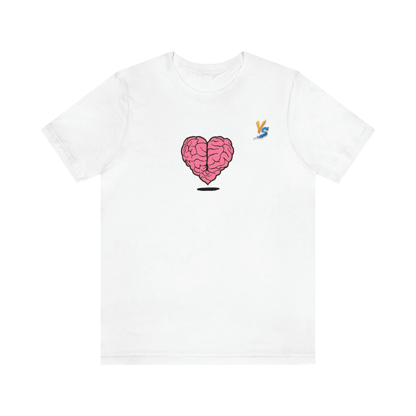 Heart vs Brain On The Back White Jersey Short Sleeve T-shirt