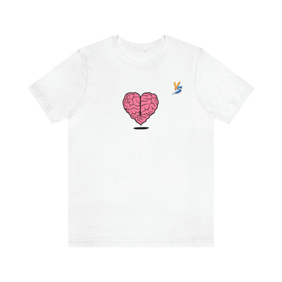 Heart vs Brain On The Back White Jersey Short Sleeve T-shirt
