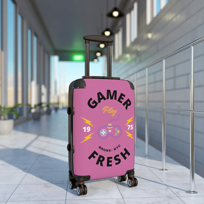 Gamer Fresh Journey's Premium Gamer Since 75' Gaming Luggage Suitcases | Light Pink
