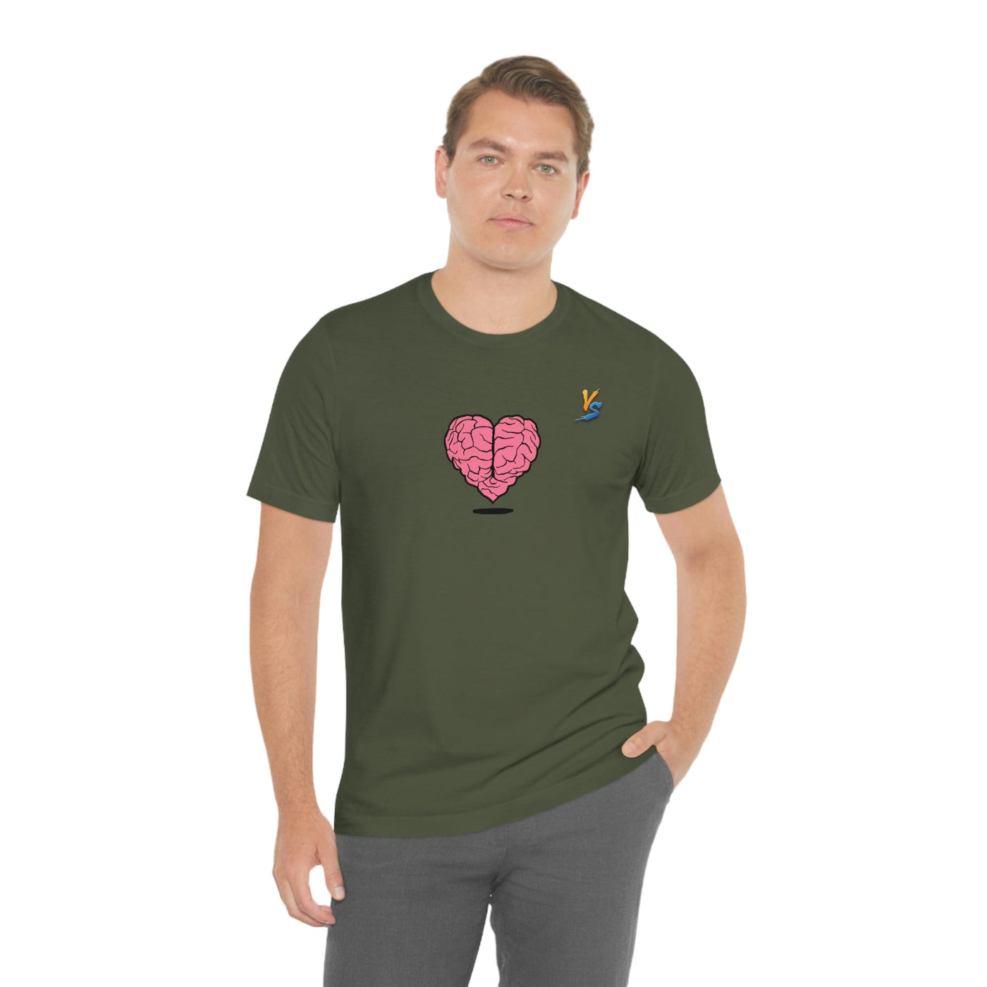 Heart vs Brain On The Back White Jersey Short Sleeve T-shirt