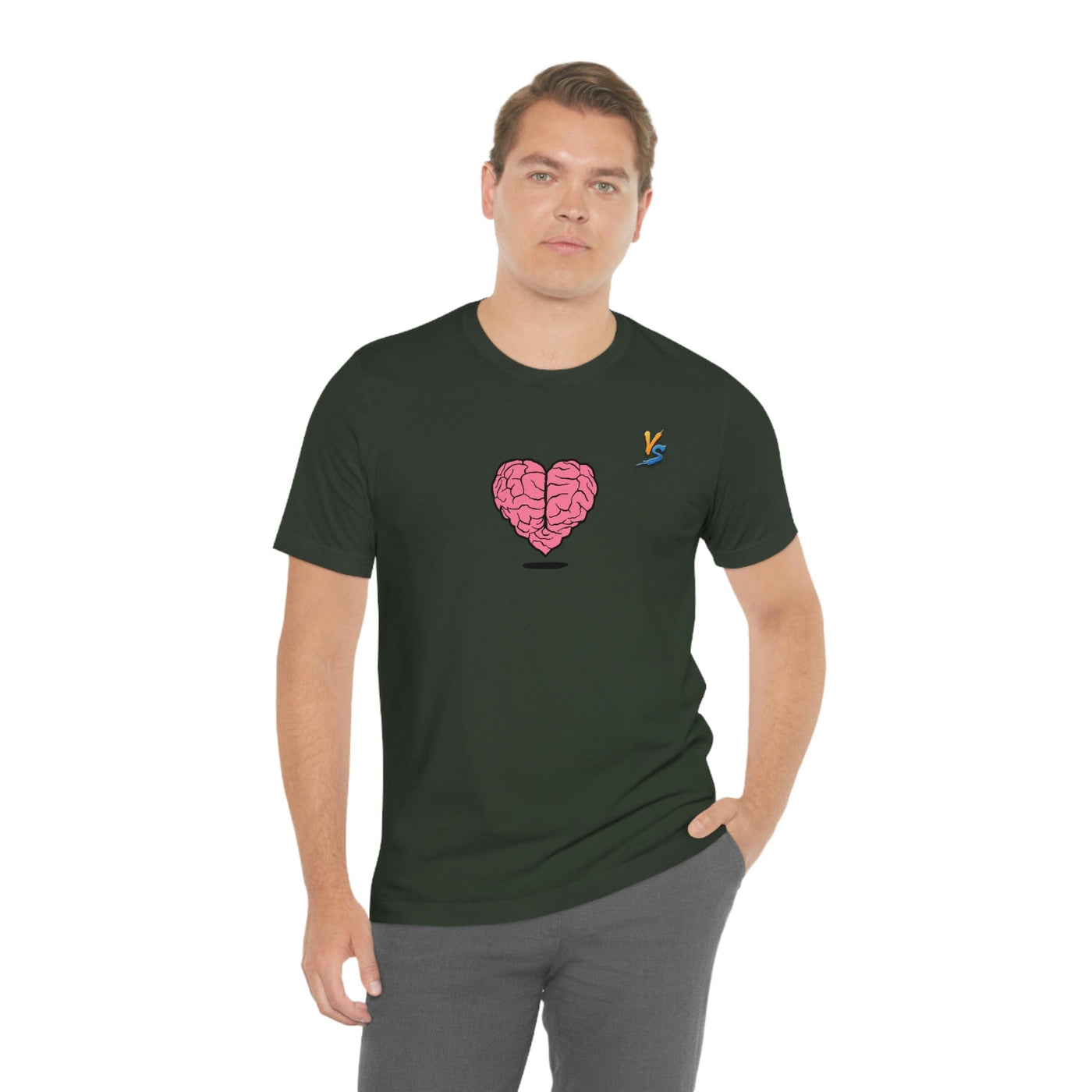 Heart vs Brain On The Back White Jersey Short Sleeve T-shirt
