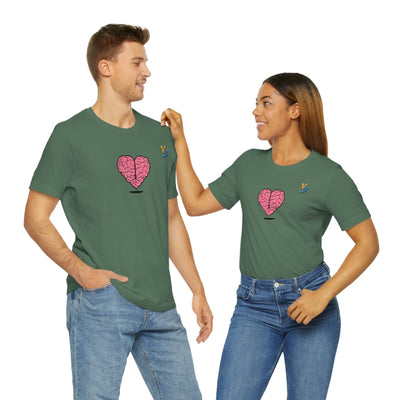 Heart vs Brain On The Back White Jersey Short Sleeve T-shirt