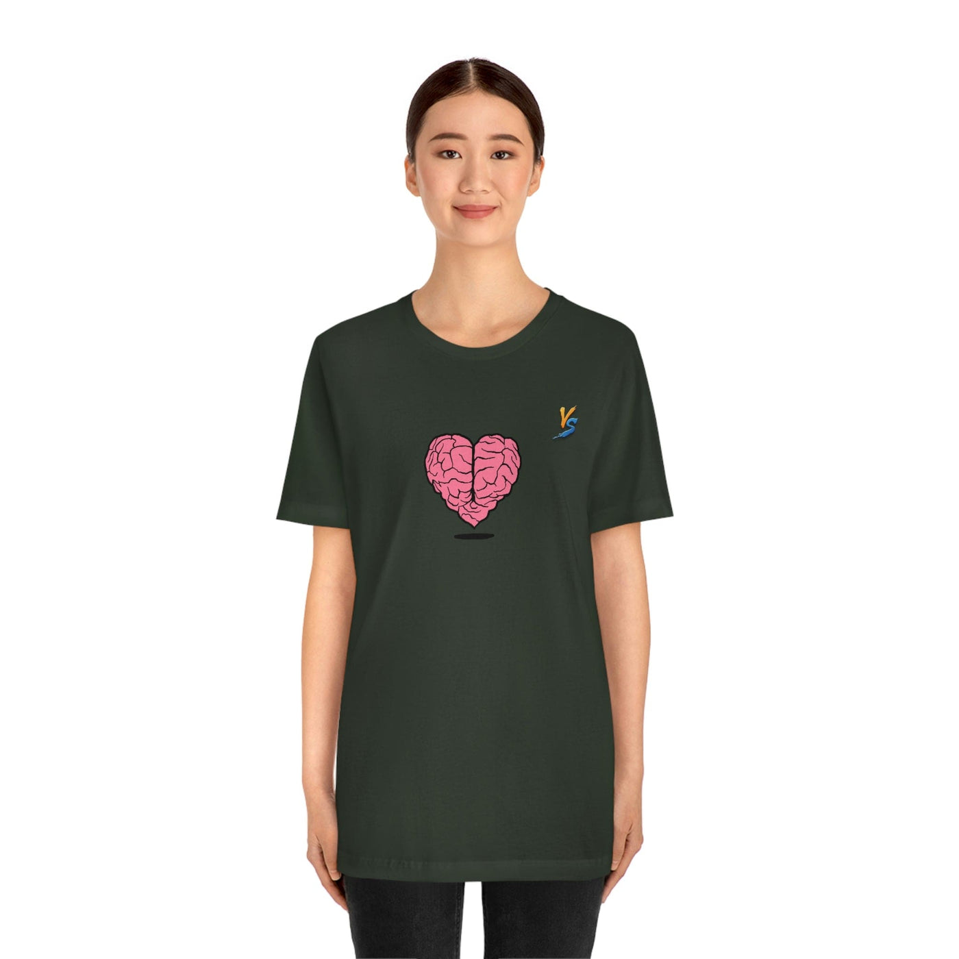 Heart vs Brain On The Back White Jersey Short Sleeve T-shirt