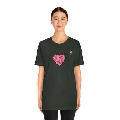Heart vs Brain On The Back White Jersey Short Sleeve T-shirt