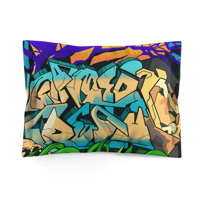 Gamer Fresh Graffiti NYC Lion Mural | Microfiber Turquoise Pillow Sham