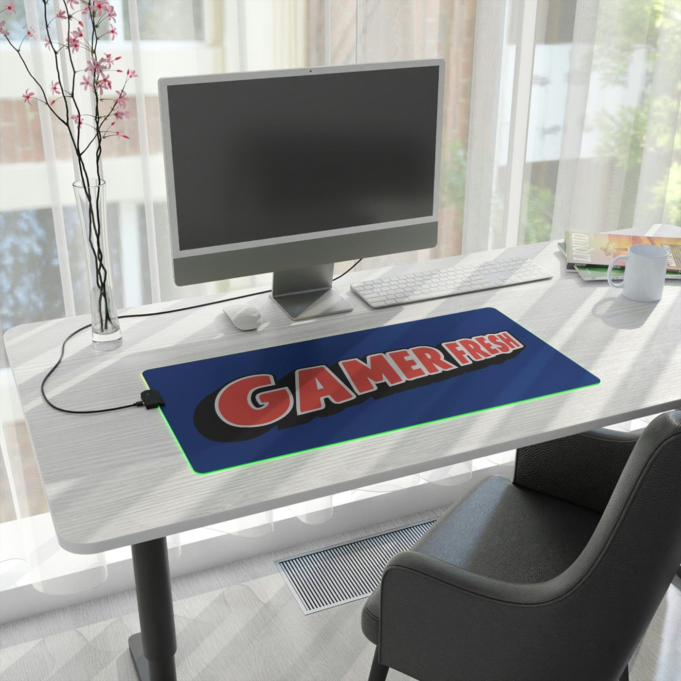 The Gamer Fresh | LED Gaming Computer Desk Mat | Dark Blue