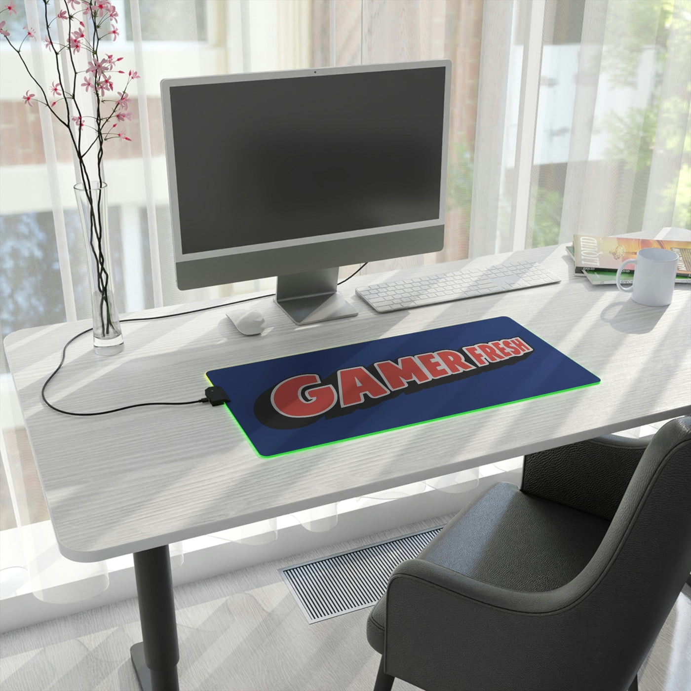The Gamer Fresh | LED Gaming Computer Desk Mat | Dark Blue