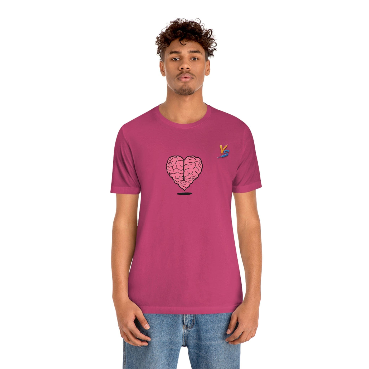 Heart vs Brain On The Back White Jersey Short Sleeve T-shirt