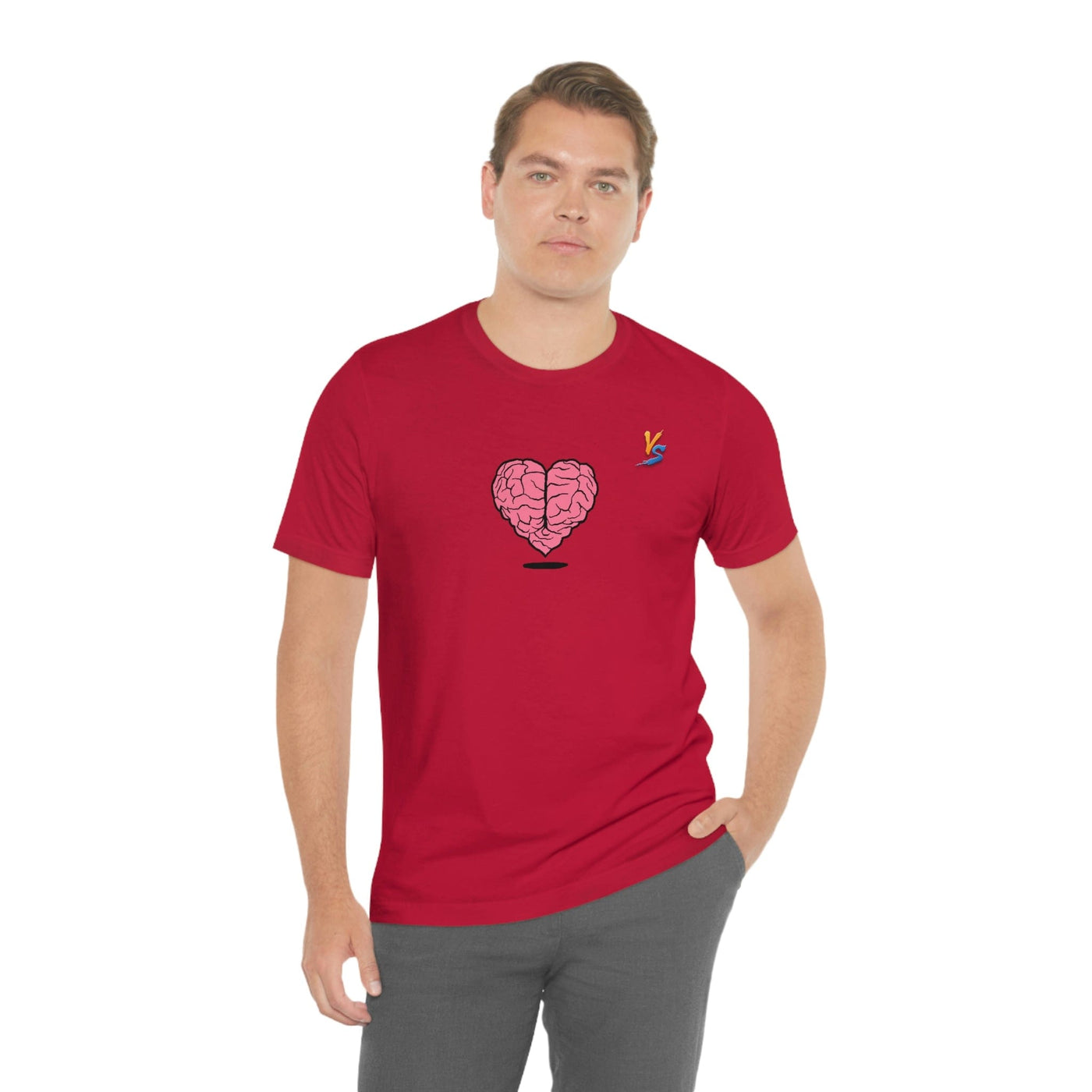 Heart vs Brain On The Back White Jersey Short Sleeve T-shirt