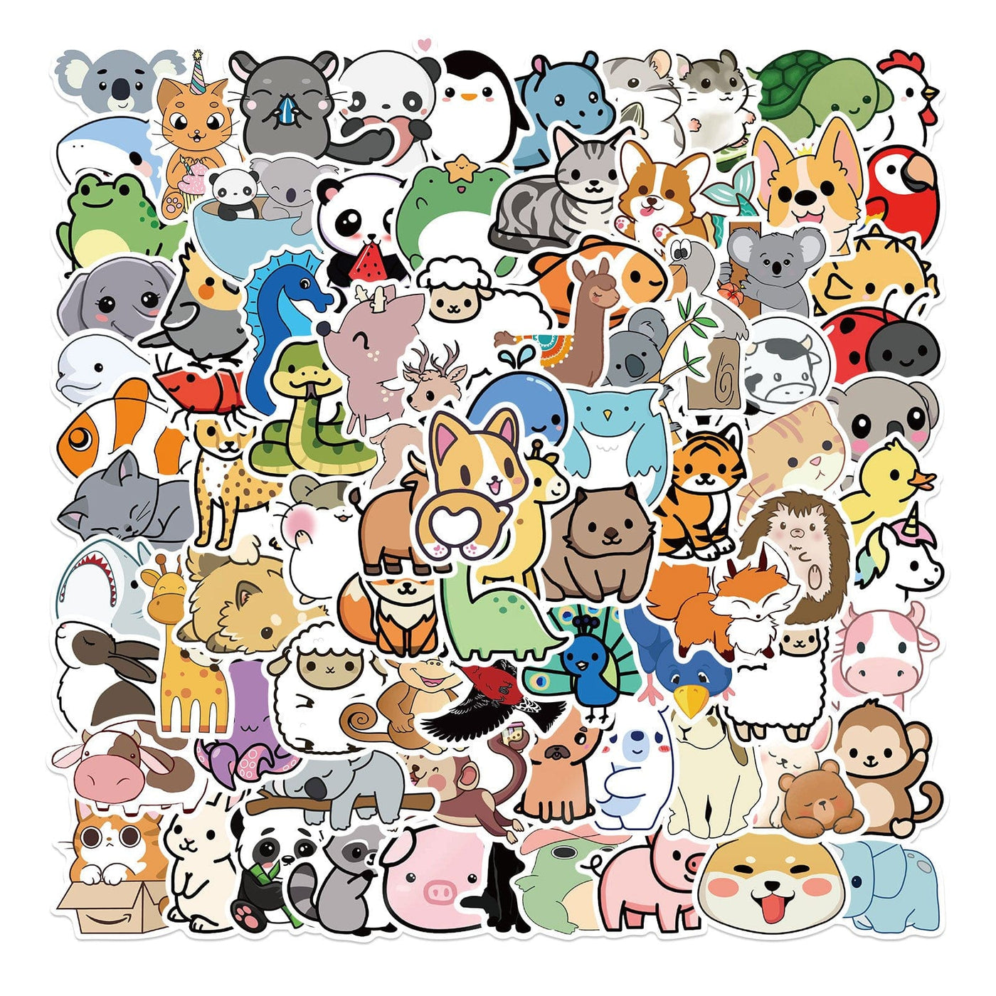 Cartoon Nature Animal Collection Decorated With Graffiti Stickers