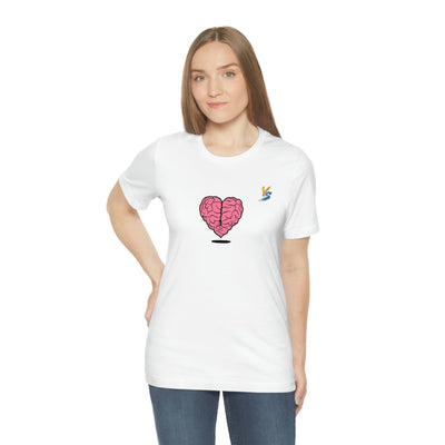 Heart vs Brain On The Back White Jersey Short Sleeve T-shirt