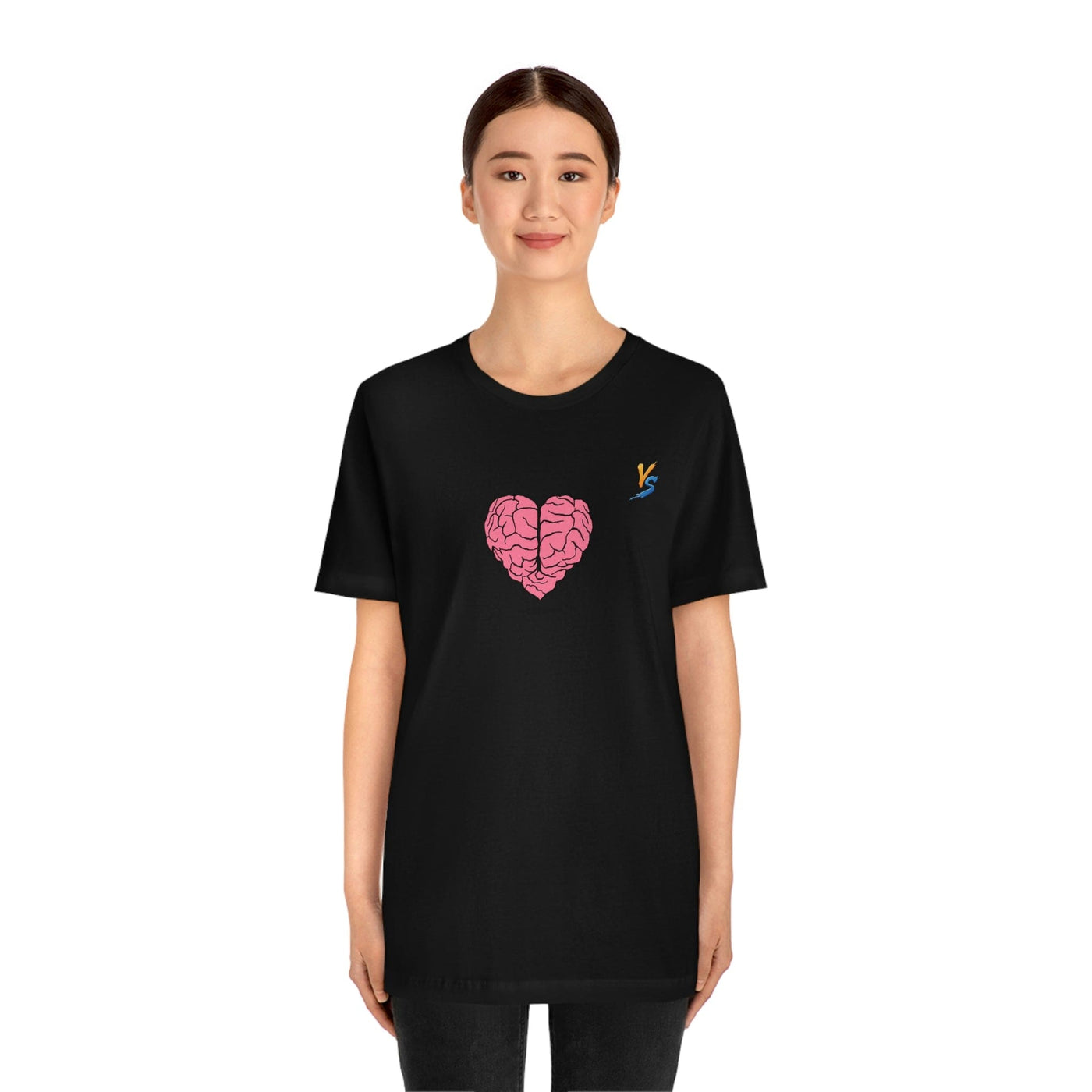 Heart vs Brain On The Back White Jersey Short Sleeve T-shirt