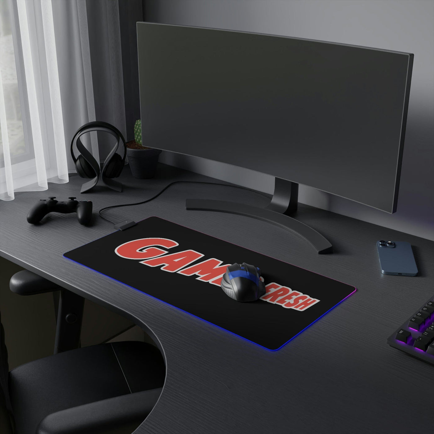 The Gamer Fresh | LED Gaming Computer Desk Mat | Black
