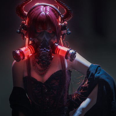 CyberFresh Luminous "Mephisto Nioh" Face Mask & Functional Wind Headphones