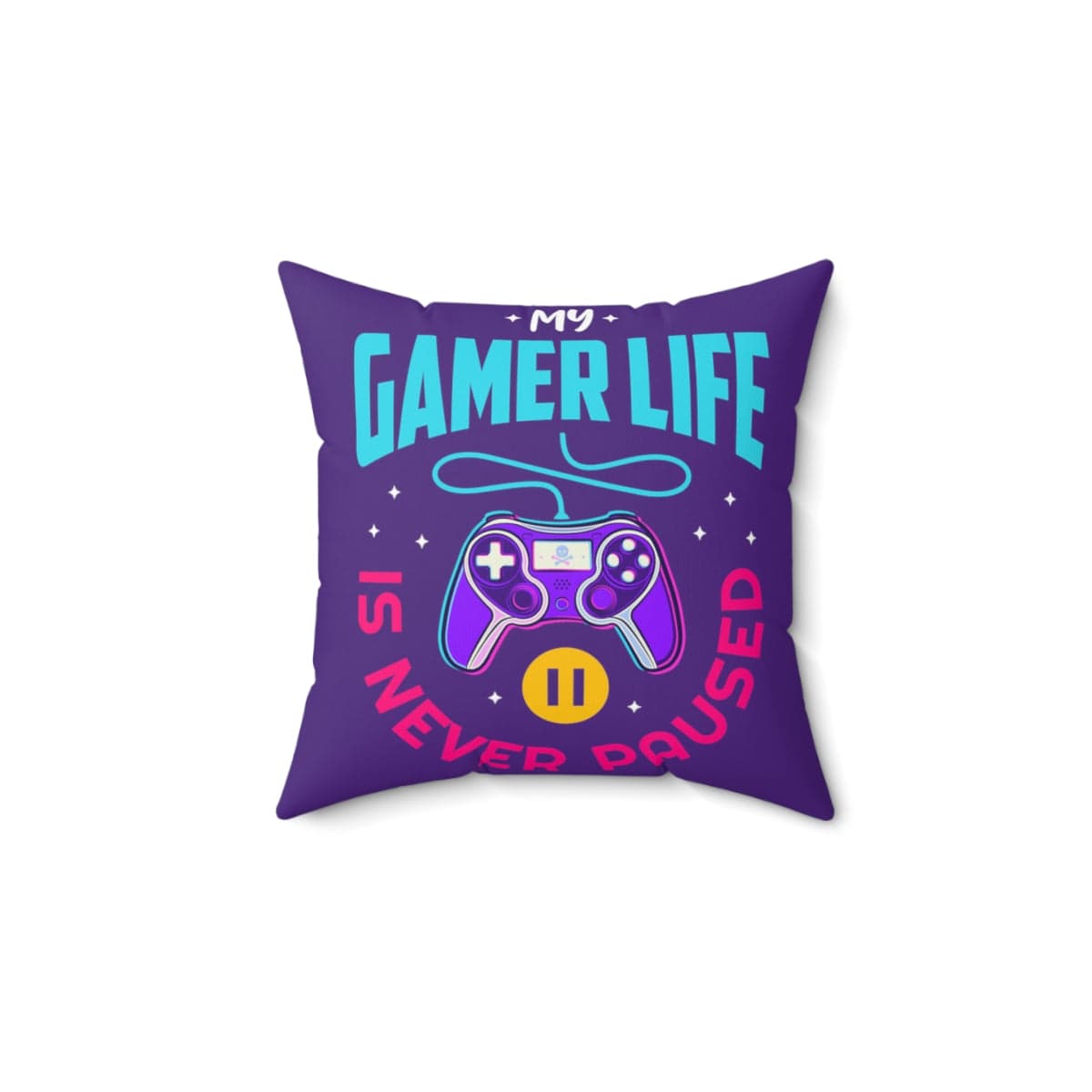 My Gamer Life Never Pauses | Spun Square Royal Purple | Bed/Couch Pillow