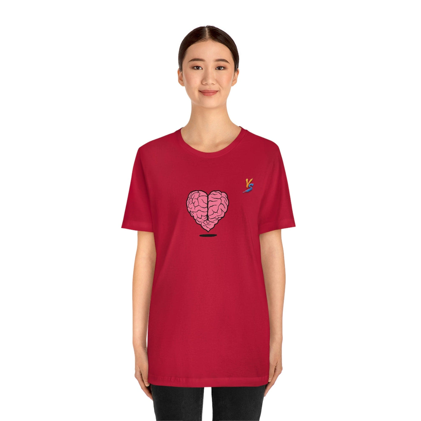 Heart vs Brain On The Back White Jersey Short Sleeve T-shirt