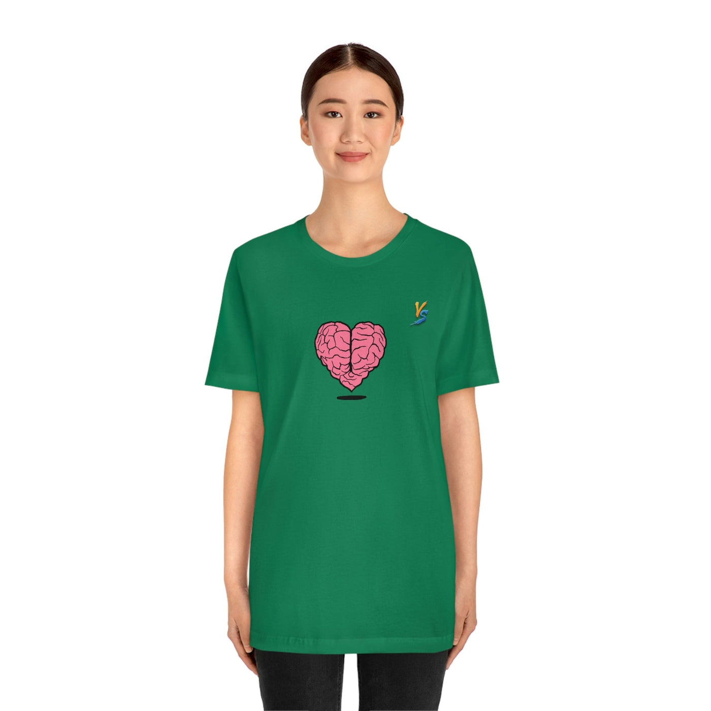 Heart vs Brain On The Back White Jersey Short Sleeve T-shirt