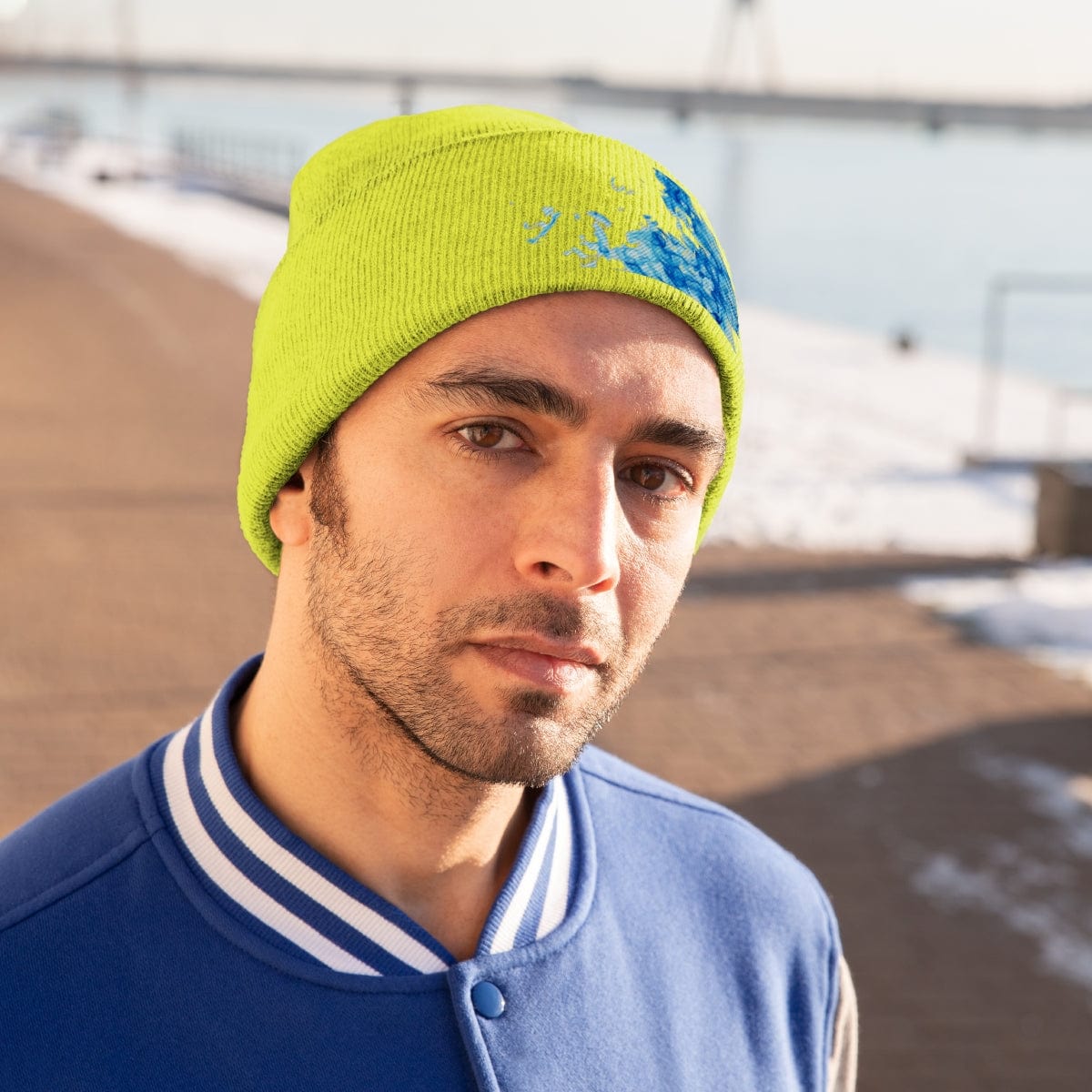 The Neon Pink Big Ocean Wave Beanie Knitted Hat