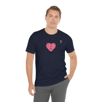 Heart vs Brain On The Back White Jersey Short Sleeve T-shirt